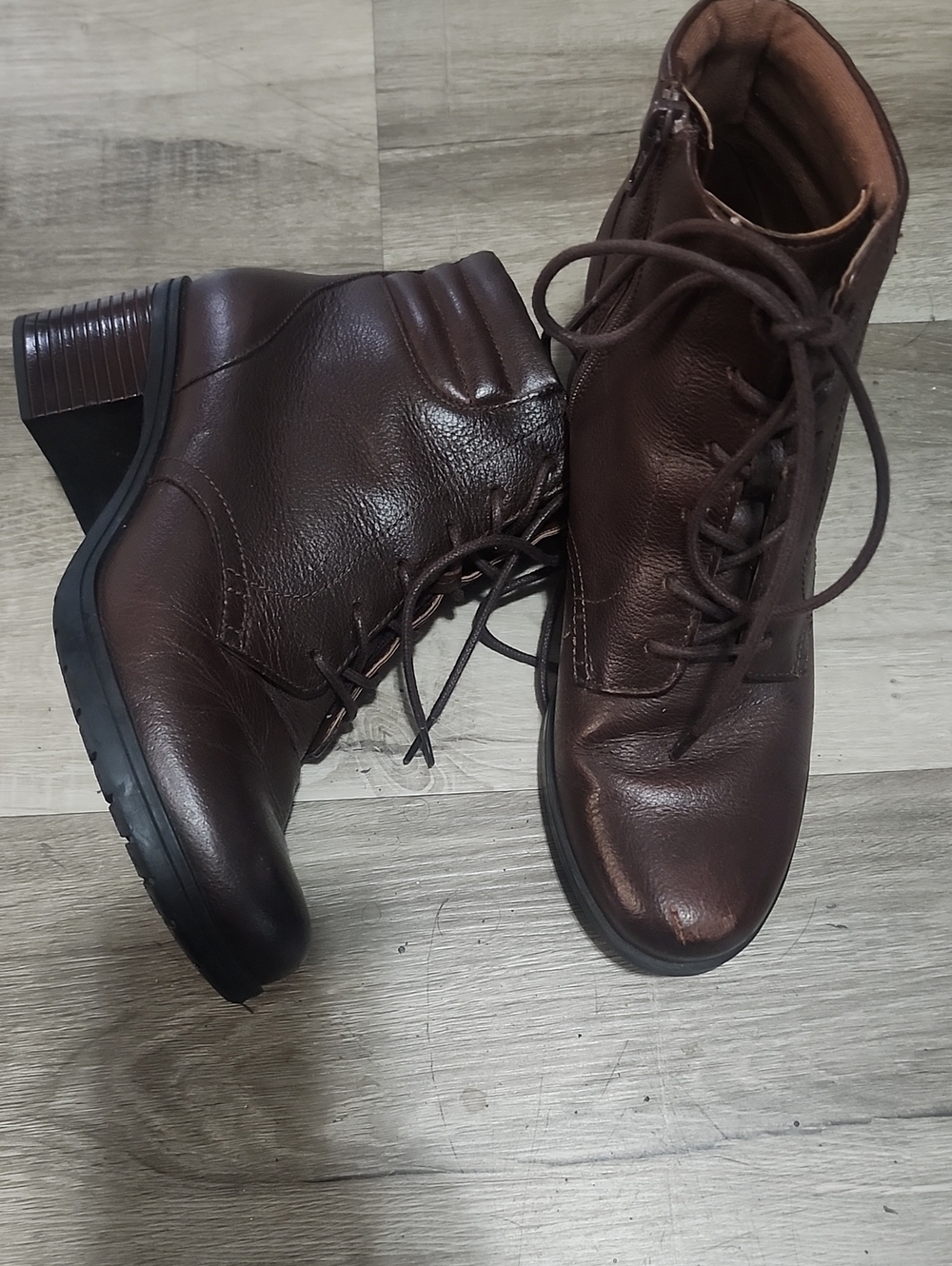 Clarks Collection Brown Leather Lace-Up Ankle Boots